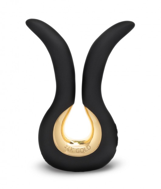 Чёрный сплит-вибратор Gvibe Mini Gold с покрытием золотом - Fun Toys