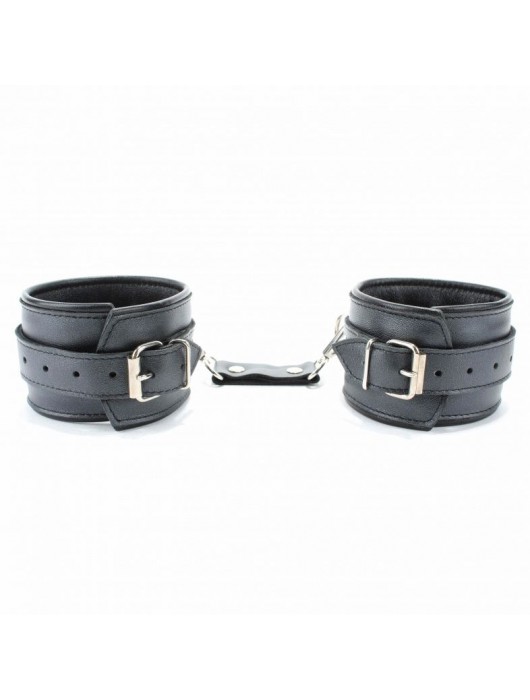 Наручники из гладкой кожи - БДСМ Арсенал - купить с доставкой в Краснодаре