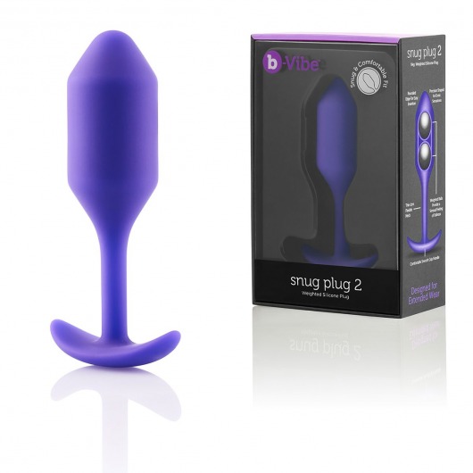 Фиолетовая пробка для ношения B-vibe Snug Plug 2 - 11,4 см. - b-Vibe