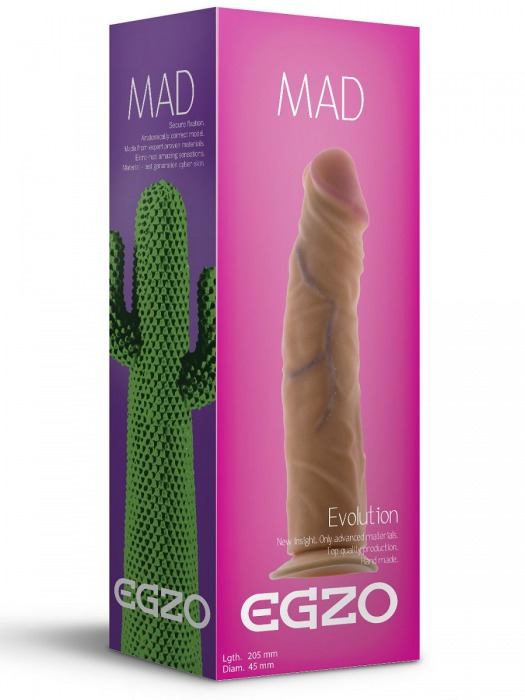 Реалистичный фаллоимитатор без мошонки Mad Cactus - 20,5 см. - EGZO