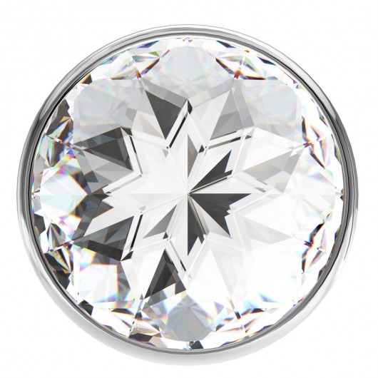 Большая серебристая анальная пробка Diamond Clear Sparkle Large с прозрачным кристаллом - 8 см. - Lola Games - купить с доставкой в Краснодаре