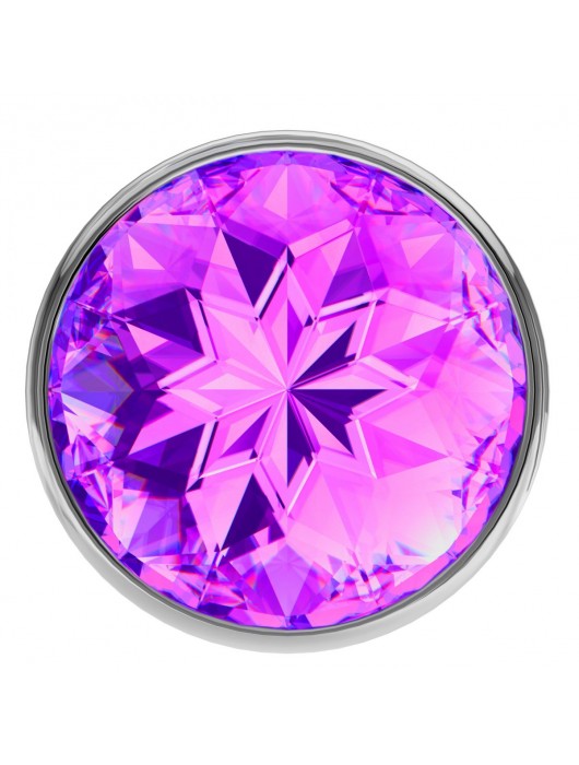 Малая серебристая анальная пробка Diamond Purple Sparkle Small с фиолетовым кристаллом - 7 см. - Lola Games - купить с доставкой в Краснодаре