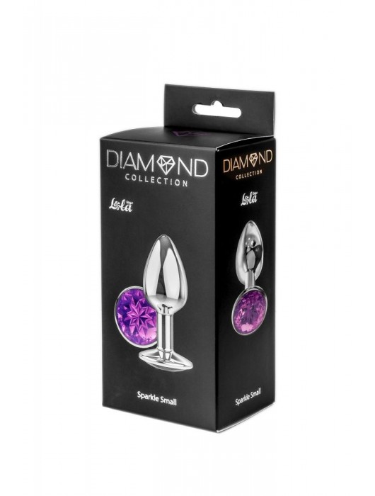 Малая серебристая анальная пробка Diamond Purple Sparkle Small с фиолетовым кристаллом - 7 см. - Lola Games - купить с доставкой в Краснодаре