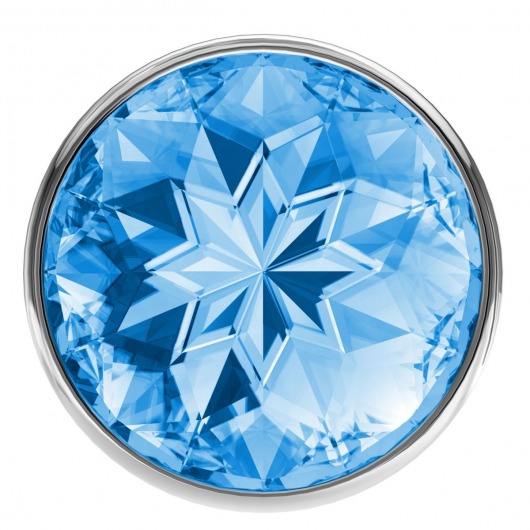 Малая серебристая анальная пробка Diamond Light blue Sparkle Small с голубым кристаллом - 7 см. - Lola Games - купить с доставкой в Краснодаре