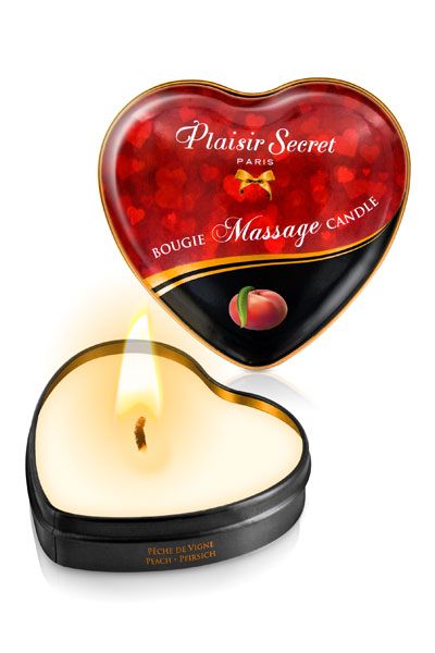 Массажная свеча с ароматом персика Bougie Massage Candle - 35 мл. - Plaisir Secret - купить с доставкой в Краснодаре