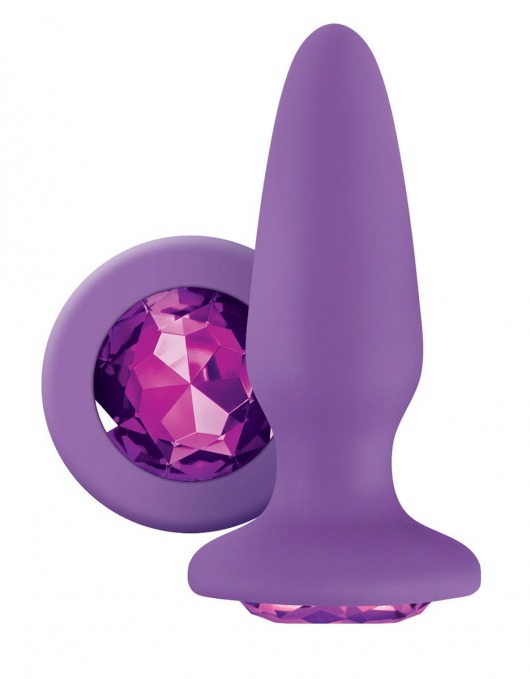 Фиолетовая анальная пробка с фиолетовым кристаллом Glams Purple Gem - 10,4 см. - NS Novelties - купить с доставкой в Краснодаре