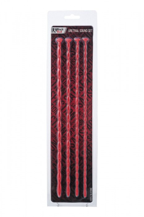 Набор из 4 красных уретральных зондов TOYFA Black Red различного диаметра - ToyFa - купить с доставкой в Краснодаре