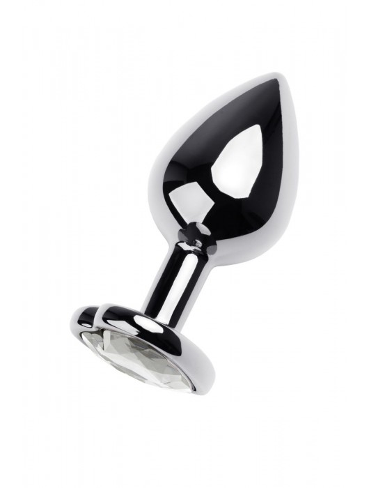 Серебристая анальная пробка с прозрачным кристаллом-сердцем - 8 см. - ToyFa - купить с доставкой в Краснодаре