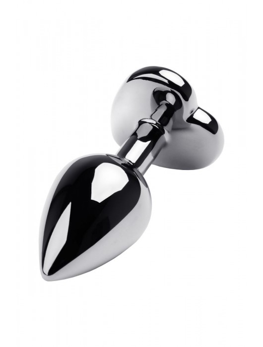 Серебристая анальная пробка с прозрачным кристаллом-сердцем - 8 см. - ToyFa - купить с доставкой в Краснодаре