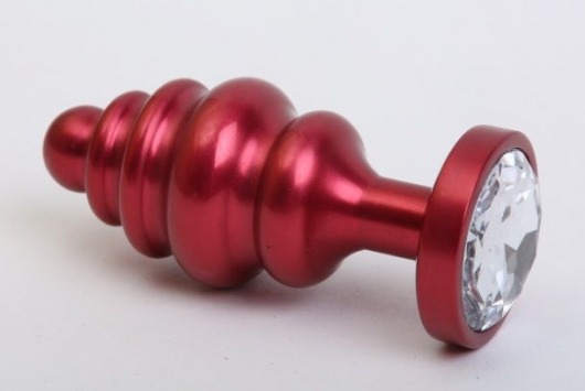 Красная металлическая фигурная пробка с прозрачным стразом - 7,3 см. - 4sexdreaM - купить с доставкой в Краснодаре
