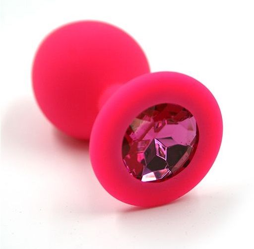 Розовая анальная втулка с малиновым кристаллом - 7,3 см. - Джага-Джага - купить с доставкой в Краснодаре