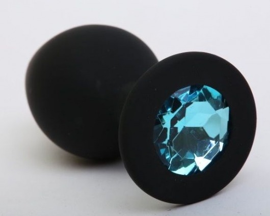Чёрная анальная втулка с голубым кристаллом - 7,3 см. - Джага-Джага - купить с доставкой в Краснодаре