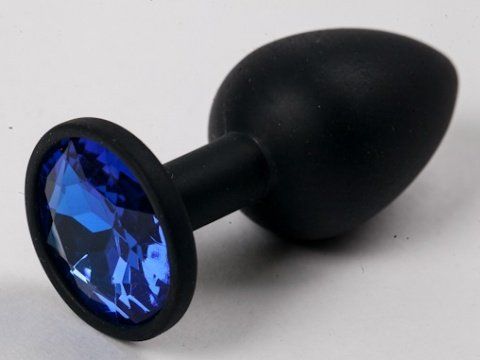 Чёрная анальная втулка с синим кристаллом - 7,3 см. - Джага-Джага - купить с доставкой в Краснодаре