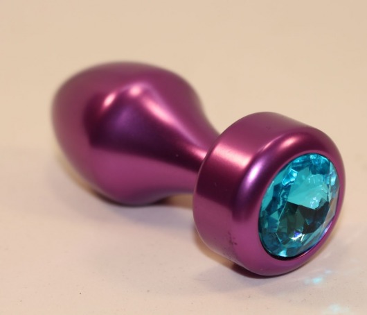 Фиолетовая анальная пробка с голубым кристаллом - 7,8 см. - 4sexdreaM - купить с доставкой в Краснодаре
