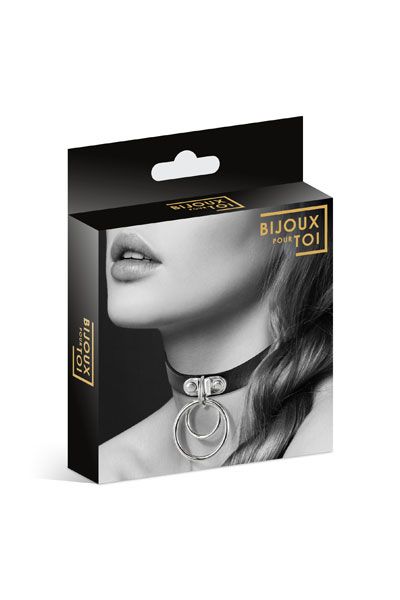 Черный чокер с двумя кольцами - Bijoux Pour Toi - купить с доставкой в Краснодаре