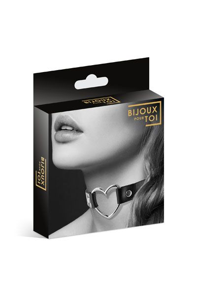 Чёрный чокер с кольцом в форме сердца - Bijoux Pour Toi - купить с доставкой в Краснодаре