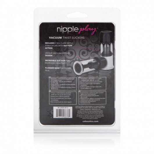 Чёрные помпы для сосков Nipple Play Vacuum Twist Suckers - California Exotic Novelties - купить с доставкой в Краснодаре