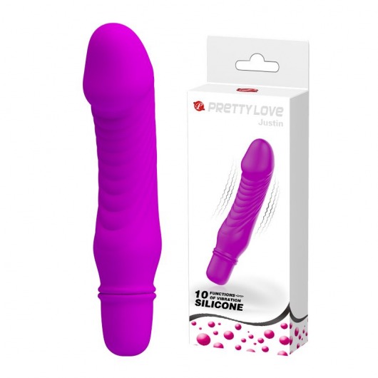 Фиолетовый мини-вибратор Justin -13,5 см. - Baile
