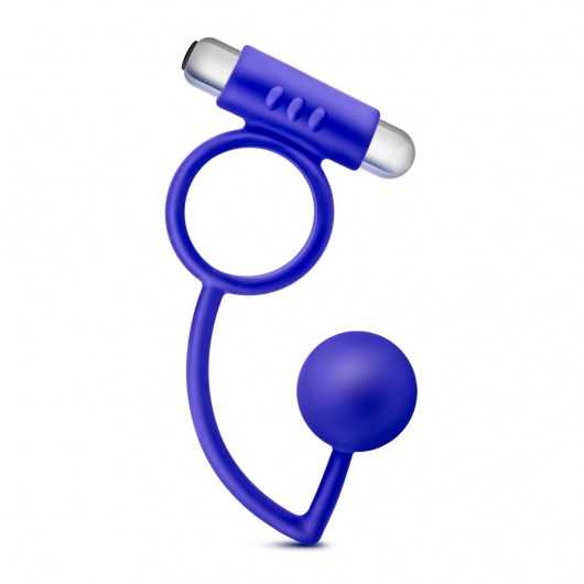 Синее эрекционное кольцо Penetrator Anal Ball with Vibrating Cock Ring - Blush Novelties - в Краснодаре купить с доставкой