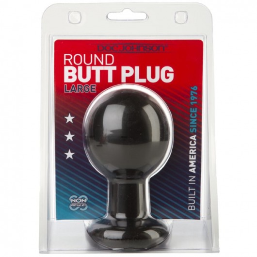 Круглая черная анальная пробка Classic Round Butt Plugs Large - 12,1 см. - Doc Johnson