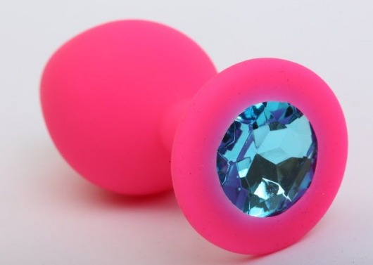 Розовая анальная втулка с голубым кристаллом - 7,3 см. - Джага-Джага - купить с доставкой в Краснодаре