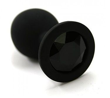 Чёрная анальная втулка с чёрным кристаллом - 7,3 см. - Джага-Джага - купить с доставкой в Краснодаре