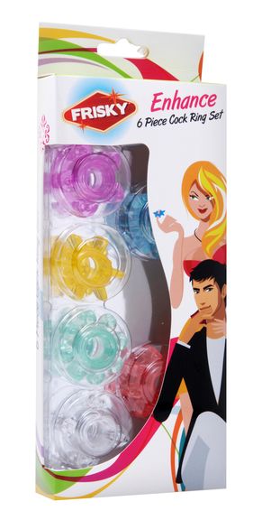 Набор из 6 разноцветных эрекционных колец Enhance 6 Piece Cock Ring Set - XR Brands - в Краснодаре купить с доставкой