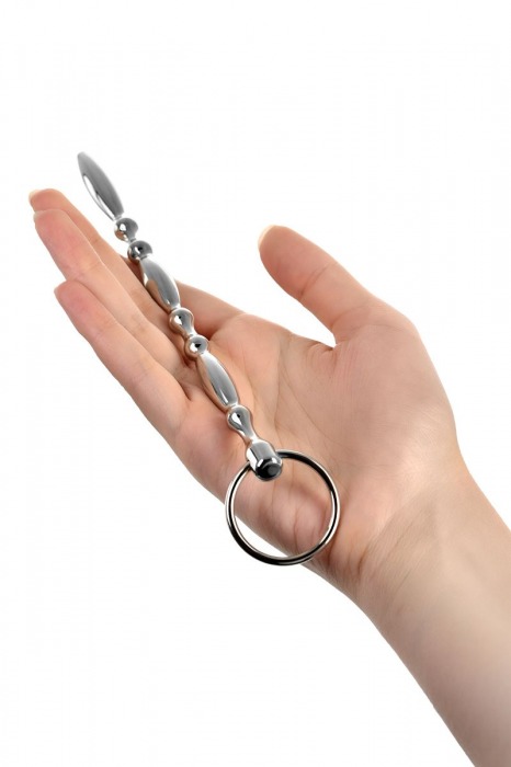 Серебристый фигурный уретральный плаг с кольцом в основании Metal - 18 см. - ToyFa - купить с доставкой в Краснодаре