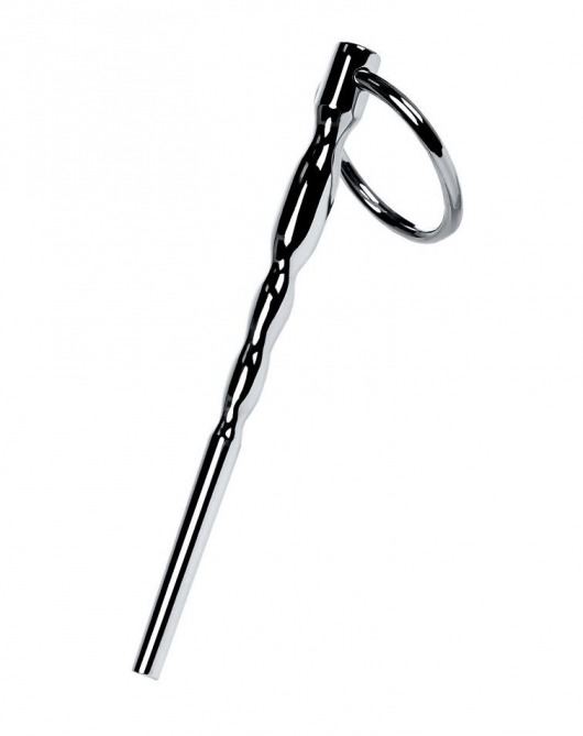 Серебристый уретральный плаг елочка с кольцом с основании Metal - 10,5 см. - ToyFa - купить с доставкой в Краснодаре