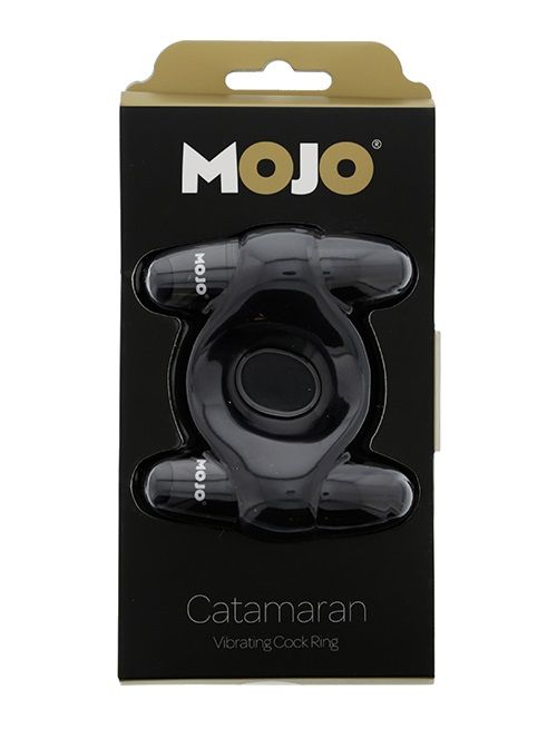 Чёрное эрекционное кольцо с 2 виброэлементами MOJO CATAMARAN - Seven Creations - в Краснодаре купить с доставкой