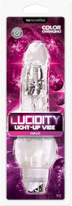 Прозрачный вибратор-реалистик Lucidity Halo Light Up Vibe - 23 см. - NS Novelties