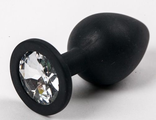 Чёрная анальная втулка с прозрачным кристаллом - 7,3 см. - Джага-Джага - купить с доставкой в Краснодаре