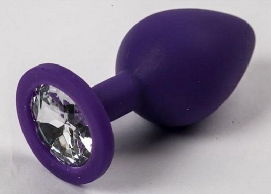 Фиолетовая силиконовая пробка с прозрачным кристаллом - 7,3 см. - Джага-Джага - купить с доставкой в Краснодаре