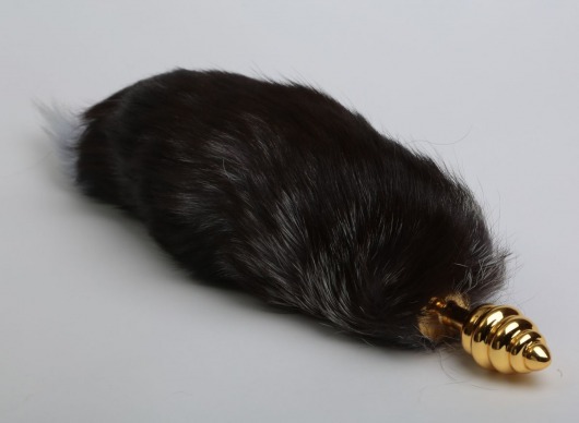 Золотистая анальная пробка с хвостом  Королевская лиса - 4sexdreaM - купить с доставкой в Краснодаре