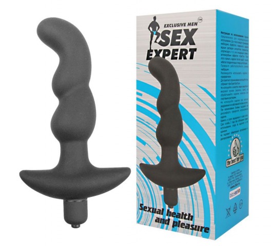 Чёрный анальный вибратор Sexual Health and Pleasure - 11,8 см. - Sex Expert - в Краснодаре купить с доставкой