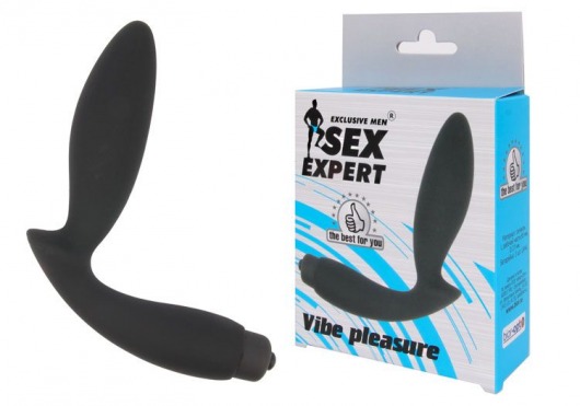 Чёрный вибростимулятор простаты Sex Expert Vibe Pleasure - Sex Expert - в Краснодаре купить с доставкой