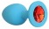 Голубая силиконовая анальная пробка с красным кристаллом - 9,5 см. - Bior toys - купить с доставкой в Краснодаре