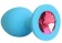 Голубая силиконовая анальная пробка с малиновым кристаллом - 9,5 см. - Bior toys - купить с доставкой в Краснодаре