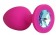 Ярко-розовая анальная пробка с голубым кристаллом - 9,5 см. - Bior toys - купить с доставкой в Краснодаре