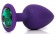 Фиолетовая анальная пробка с зеленым кристаллом - 9,5 см. - Bior toys - купить с доставкой в Краснодаре