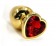 Золотистая алюминиевая анальная пробка с красным кристаллом-сердцем - 8,4 см. - Kanikule - купить с доставкой в Краснодаре