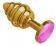 Золотистая пробка с рёбрышками и розовым кристаллом - 7 см. - Джага-Джага - купить с доставкой в Краснодаре