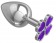Серебристая анальная пробка-клевер с фиолетовым кристаллом - 9,5 см. - Джага-Джага - купить с доставкой в Краснодаре