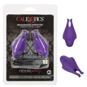 Фиолетовые виброзажимы для сосков Nipple Play Rechargeable Nipplettes - California Exotic Novelties - купить с доставкой в Краснодаре