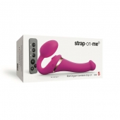 Ярко-розовый безремневой страпон Multi Orgasm Size S с клиторальной стимуляцией - Strap-on-me - купить с доставкой в Краснодаре