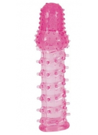 Розовая насадка с нежными шипами - 13,5 см. - Toyfa Basic - в Краснодаре купить с доставкой