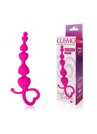 Розовая анальная цепочка Cosmo с петелькой - 14,5 см. - Cosmo