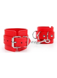 Красные наручники на регулируемых ремешках с цепочкой - Notabu - купить с доставкой в Краснодаре