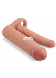 Телесная насадка для двойного проникновения Add 2 Pleasure X Tender Double Penis Sleeve - 20 см. - Lovetoy - в Краснодаре купить с доставкой