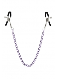 Зажимы для сосков с фиолетовой цепочкой Sweet Caress Nipple Chain - Sweet Caress - купить с доставкой в Краснодаре